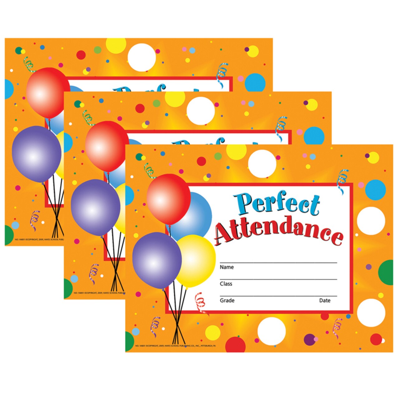 Perfect Attendance Certificates &#x26; Reward Seals, 30 - 8.5&#x22; X 11&#x22; Certificates &#x26; 160 Seals Per Set, 3 Sets